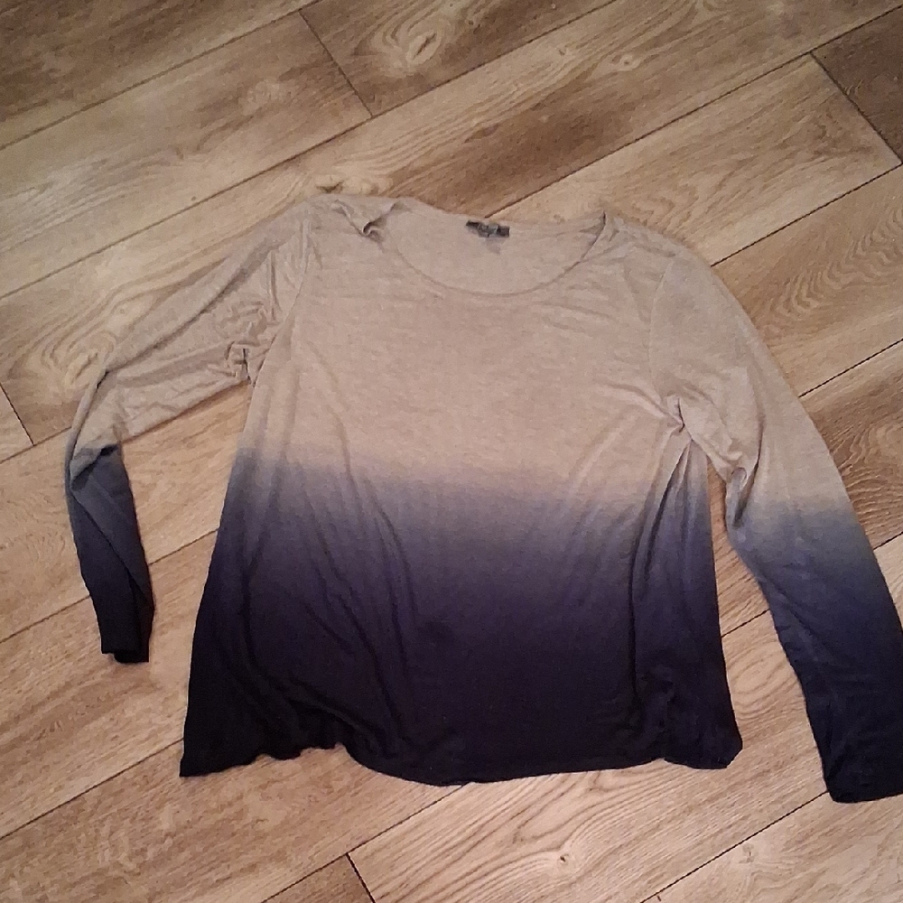 Lisa Rinna Collection Gradient Long Sleeve Top - Beige and Navy